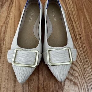 Rothy's Cream Flats with Gold Accent